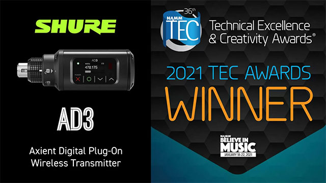  Shure AD3 переможець NAMM TEC Awards 2021 номінації «Бездротові технології» 