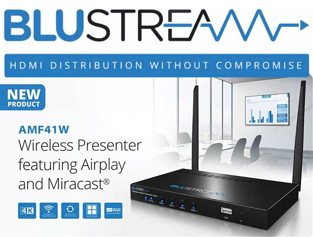  Новий бездротовий презентер Blustream AMF41W з функціями Airplay і Miracast® 